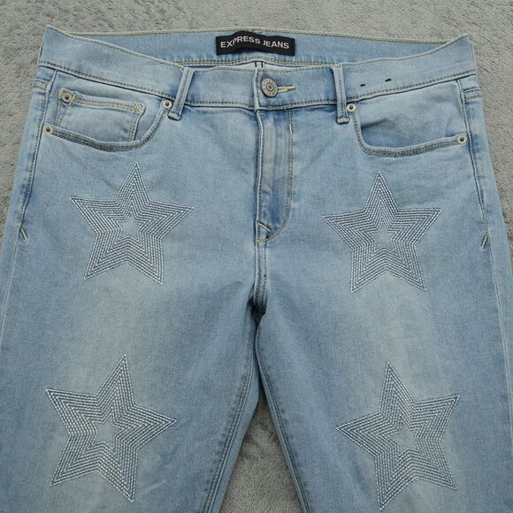 Express Jeans Women's Fits 34x30 (No size Tag) Blue Mid-Rise Legging Denim Pants - Picture 9 of 15